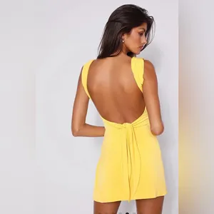 Tiger Mist Women’s Joslin Yellow Drape Mini Dress w/ Back Tie - Size Small thumbnail 4