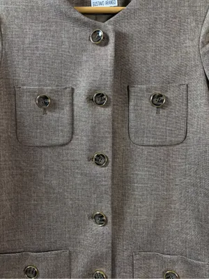 Gustavo Arango Collarless Menswear Style Blazer Jacket Size 4 Brown thumbnail 5