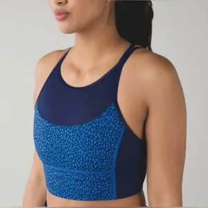 Lululemon Clip-In Long Line BraMiss Mosaic Lakeside Blue Hero Blue/Hero Blue /10 thumbnail 1
