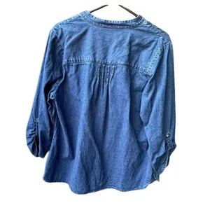Tantrums size 1X pleated roll tab sleeves denim tunic. thumbnail 2