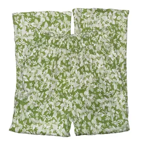 NWT Cotton Bleu Boutique Green Floral Print High Waist Pants Summer‎ Resort thumbnail 1