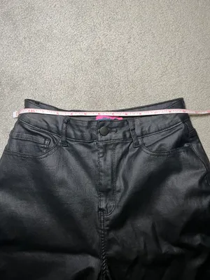 Black Faux Leather Wide Leg Pants Size Small thumbnail 4