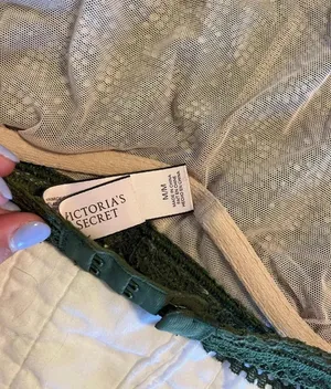 Victoria's Secret Dark Green Crochet Bralette thumbnail 3