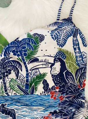 Farm Rio Tropical Print One Piece Swimsuit, Size XS thumbnail 6
