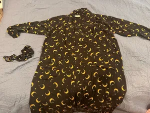 100% silk star and moon robe Black thumbnail 1