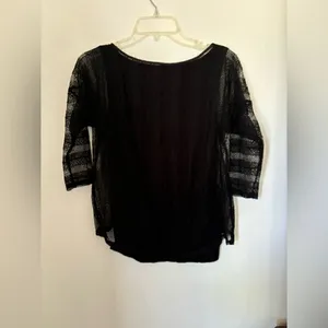 White House Black Market Black Lace Double Layer Long Sleeve Top Women's X-Small thumbnail 5