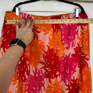 Cato 18W 20W Maxi Skirt Pink Orange Floral Burst Tropical Boho Flowy Beach Airy thumbnail 7
