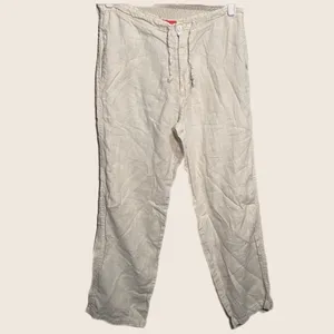 Linen‎ Tan Pants wide leg made in Italy size Medium Lagenlook Breathable Coastal thumbnail 5