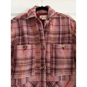 Anthropologie Hudson Plaid Shirt Jacket Pink Plaid Button Down Shacket Size M thumbnail 9
