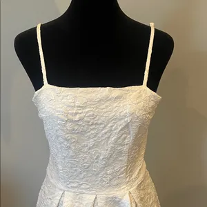 Elegant White textured sundress Dress small adjustable straps like new thumbnail 2