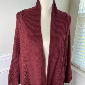 Lucky Brand burgundy‎ knit sweater cardigan size large thumbnail 2