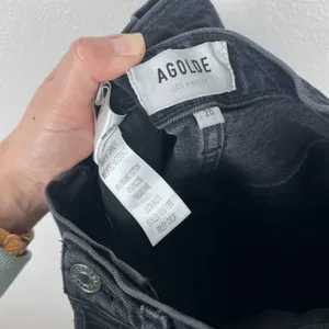 Agolde Riley‎ Crop High Rise Straight Leg Jeans Washed Black Raw Hem 26 thumbnail 5