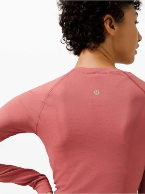 Lululemon Swiftly Tech Long Sleeve shirt 2.0 hip length cherry tint yoga Pilates thumbnail 3