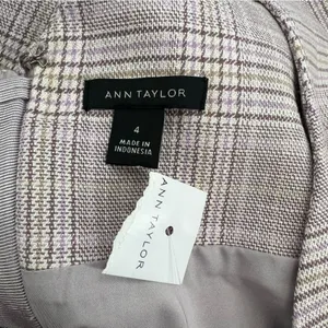 NWT Ann Taylor plaid v neck sheath dress purple‎ sz 4 thumbnail 4