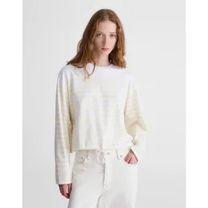 Madewell The Perfect Tie-Waist Tee in Allday Jersey Striped Pineapple M NWT thumbnail 2