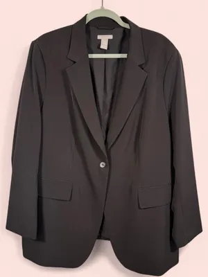 Black Relaxed Single Button Blazer XXL Minimalist Tailored H&M thumbnail 2