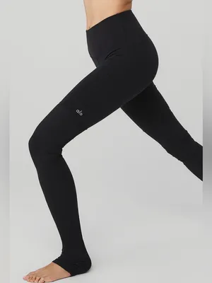 ALO Yoga Black Ribbed High Waist Goddess Athletic Leggings Women’s Size Small thumbnail 1