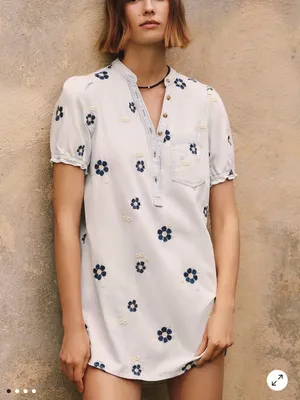 NWT Anthropologie Aly Embroidered Puff-Sleeve Mini Dress by Pilcro thumbnail 2