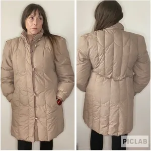 BiBi Brothers Down Fill Camel Puffer Coat Small Tan thumbnail 2