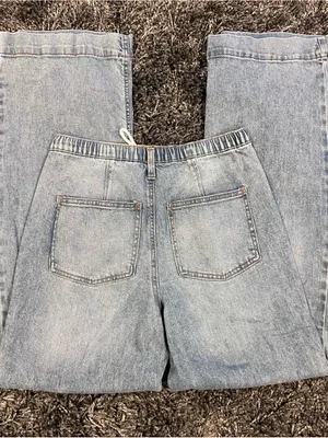 🌺OAT WIDE LEG DRAW STRING CARGO JEANS SIZE 2/26🌺 Blue thumbnail 2