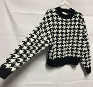 H&M Wool Blend Pullover Knit Chunky Black & White Sweater Size XS thumbnail 3