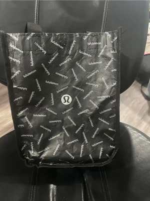 lululemon athletica Black Logo reusable Tote bag perfect for packing lunch. thumbnail 6