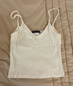 Brandy Melville White Ribbed V‑Neck Cami thumbnail 1