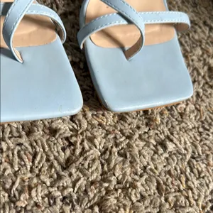 Pretty Little Thing Pastel Blue Square Toe Heels thumbnail 3