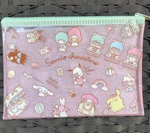 Sanrio Multicolor Zipper Bag With Hello Kitty Pompompurrin My Melody Pochacco Cinnamoroll Badtz Maru Keroppi Little Twin Stars Hangyodon thumbnail 1