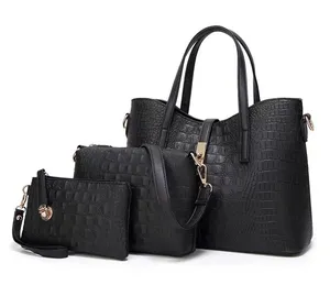 Crocodile embossed Bag set Black thumbnail 1
