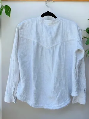 FREE PEOPLE Cotton Henley Top Changing Horizons Popover Oversized Medium thumbnail 3