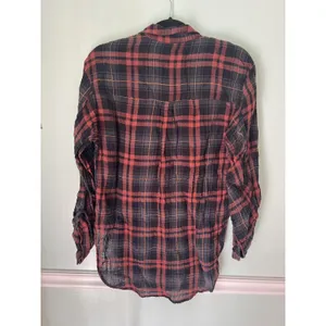 Zara Womens Plaid Button Shirt Top‎ Premium Denim Collection Red XS thumbnail 4