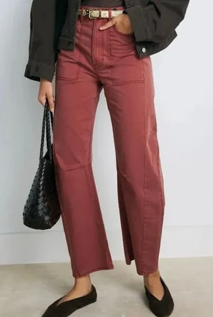 Veronica Beard Sloan High Rise Barrel LegPants Washed red oak size 24 thumbnail 1