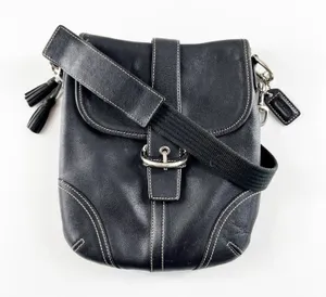Vintage Coach Black Leather Soho Buckle Flap Crossbody Bag thumbnail 1