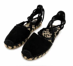 & Other Stories Women Flat Black Lace Up Espadrille Sandals . Size-7 thumbnail 1
