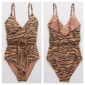 Aerie Tiger Print Wrap One-Piece Cutout Swimsuit thumbnail 8