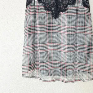 Abercrombie & Fitch Womens Lace Trim‎ Tank Top Grunge Punk Houndstooth Y2K XS thumbnail 4