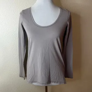 Lululemon Another Round Pima Cotton Long Sleeve Shirt in Dark Chrome WOMEN SMALL thumbnail 2
