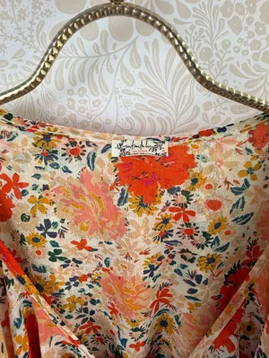 Free People Intimately Orange Floral Say It to Me Ruffle Bodysuit - Size - Small thumbnail 7