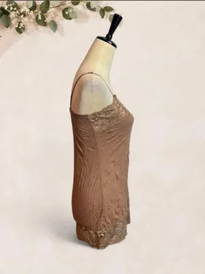 Vanity Essentials Brown Lace Longline Cami Top Size Medium thumbnail 4