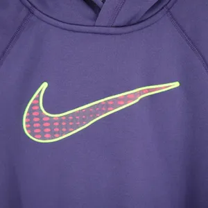Nike Women's Therma-Fit Hoodie Size Medium Big Swoosh Purple Pink Athletic Green thumbnail 5
