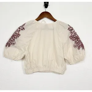 NWT Universal Thread Boho Embroidered Peasant Crop Top XS Cottagecore thumbnail 3