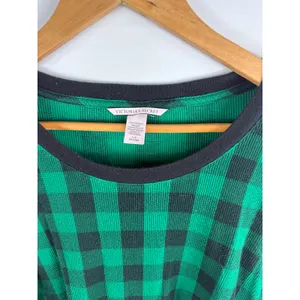 Victorias Secret Green Black Gingham Nightgown Size Large thumbnail 3