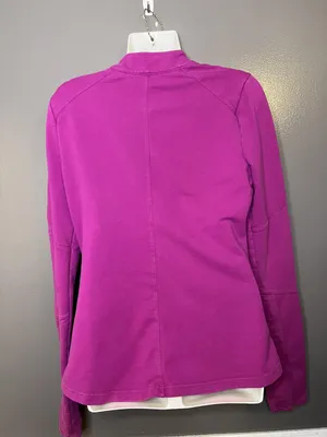 Fabletics Jacket Womens Small Pink Asymmetrical Full Zip Fleece Thumbholes thumbnail 5