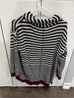 Anthropologie Field Flower Black and White Striped Turtleneck Sweater thumbnail 2