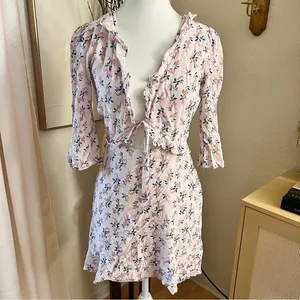 FOR LOVE & LEMONS x REVOLVE Nostalgia Floral Tie Front Mini Dress Size‎ Small thumbnail 4