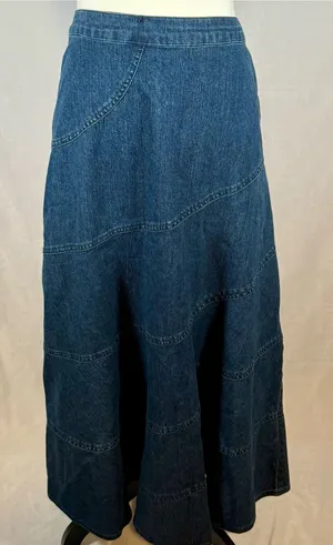 VINTAGE Y2K-era Baccini denim paneled maxi skirt size 6 thumbnail 1