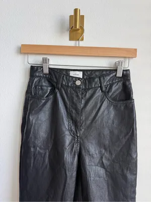 Aritzia Wilfred The Melina Pant Black Vegan Leather Straight Leg Size 0 thumbnail 7