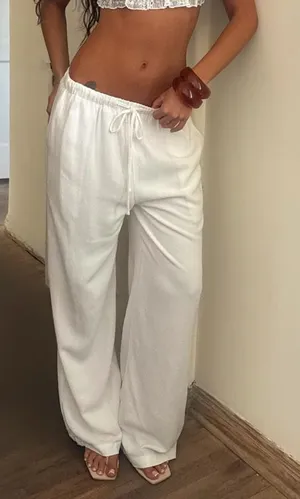 Princess Polly Linen Pants White thumbnail 1