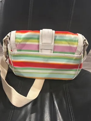 Vintage Coach Hampton Multicolor Striped Crossbody with Cream Trim thumbnail 4